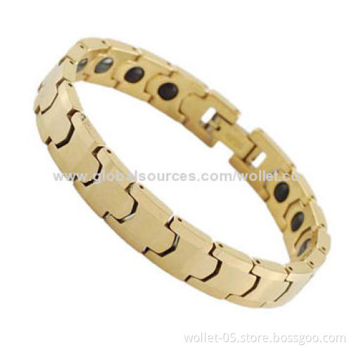 Fashion Women's IP Gold Plating Tungsten Therapy Bracelet with High Polish, Good for Gift